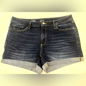 a.n.a Women's Dark Blue Denim Shorts Roll Cuff Hem 16